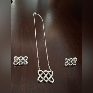 Tiffany & Co. Celtic Love Knot Double Heart Pendant and Earrings